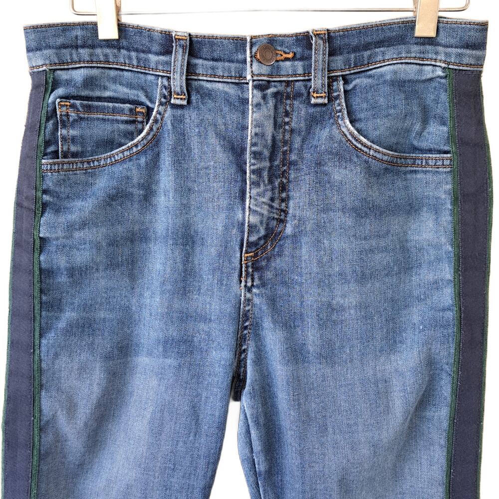 VERONICA BEARD Carly Kick Flare High Waist Crop Side Stripe Jeans Size 6/28 - Picture 8 of 11